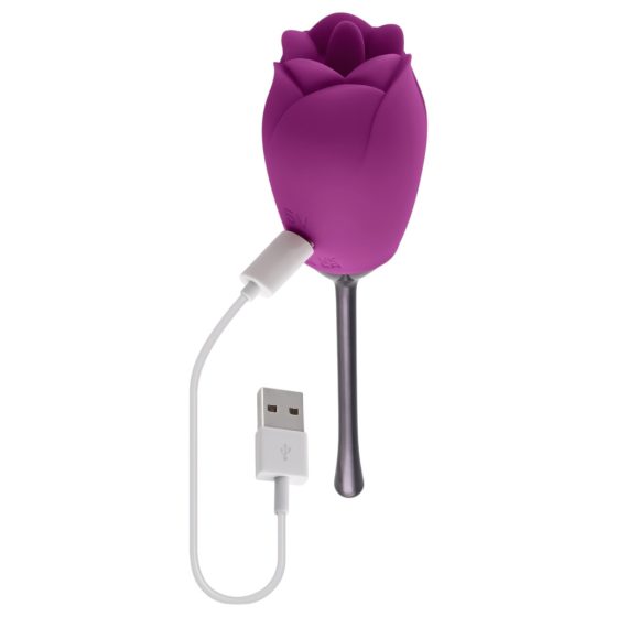 Playboy - Waterproof, Rechargeable, Tongue Rose Vibrator (Purple)