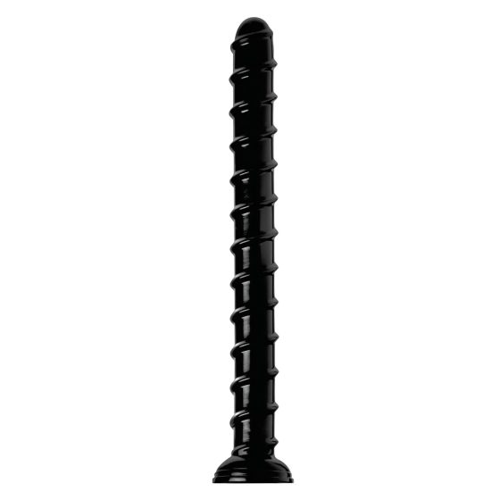 Hosed Swirl Thick Anal Snake 18 - Suction Cup Anal Dildo (Black)