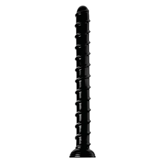 Hosed Swirl Thick Anal Snake 18 - Suction Cup Anal Dildo (Black)