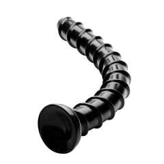   Hosed Swirl Thick Anal Snake 18 - Suction Cup Anal Dildo (Black)