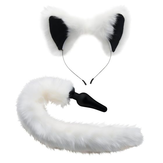 TAILZ - Fox Anal Dildo and Headband (Black and White)