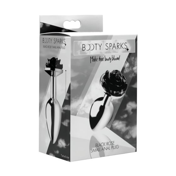 Booty Sparks Black Rose - 79g Aluminum Anal Plug (Silver-Black)