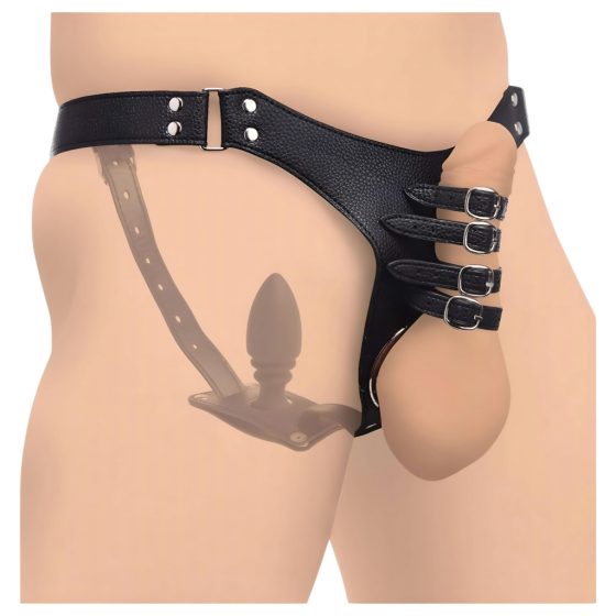 Strict - male chastity belt with anal dildo (black)