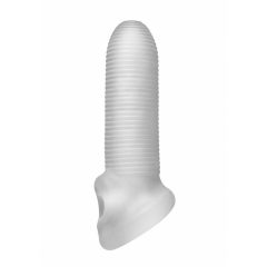 Fat Boy Micro Ribbed - penis sheath (15cm) - milk white