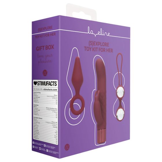 Loveline Explore - Women's Sex Toy Kit - 3 Piece (Burgundy)