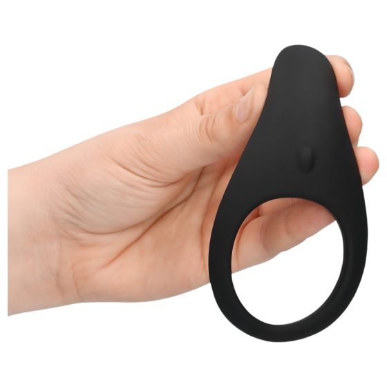 Loveline - Rechargeable Vibrating Long Penis and Testicle Ring (Black)