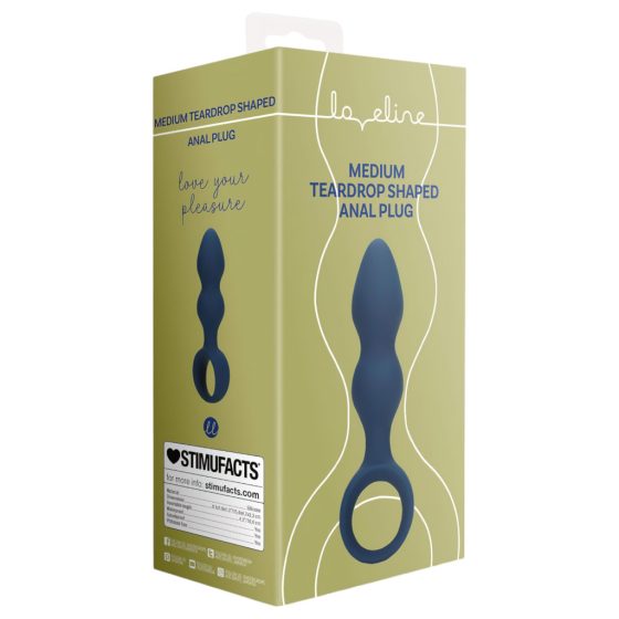 Loveline - Anal Dildo with Finger Loop - Medium (Blue)