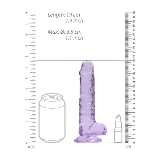 REALROCK - Transparent Lifelike Dildo - Purple (17cm)