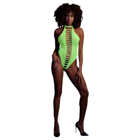 Ouch! - Fluorescent Open Bodysuit (Neon Green)