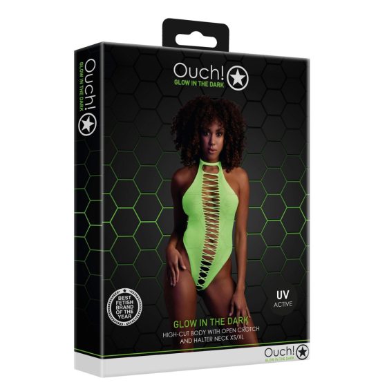 Ouch! - Fluorescent Open Bodysuit (Neon Green)