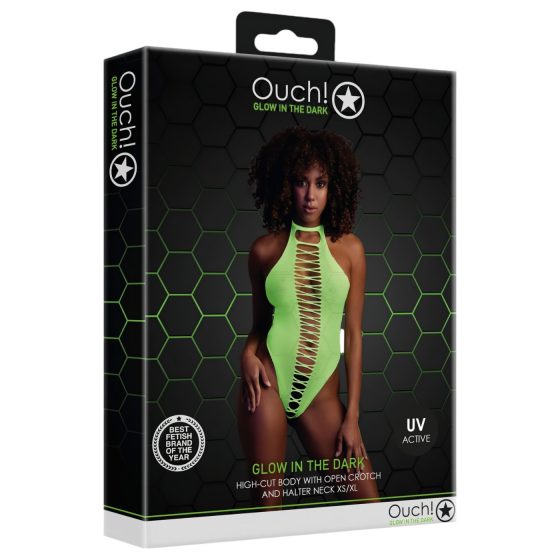 Ouch! - Fluorescent Open Bodysuit (Neon Green)