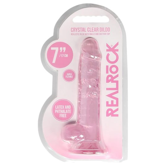 REALROCK - Transparent Realistic Dildo - Pink (17cm)