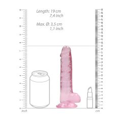 REALROCK - Transparent Realistic Dildo - Pink (17cm)