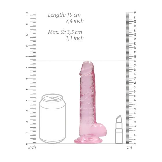 REALROCK - Transparent Realistic Dildo - Pink (17cm)