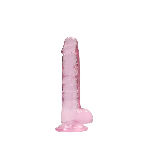 REALROCK - Transparent Realistic Dildo - Pink (17cm)