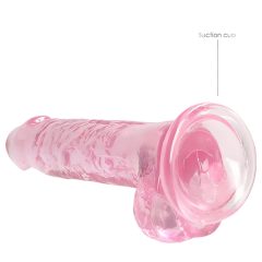 REALROCK - Transparent Realistic Dildo - Pink (17cm)