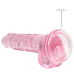 REALROCK - Transparent Realistic Dildo - Pink (17cm)