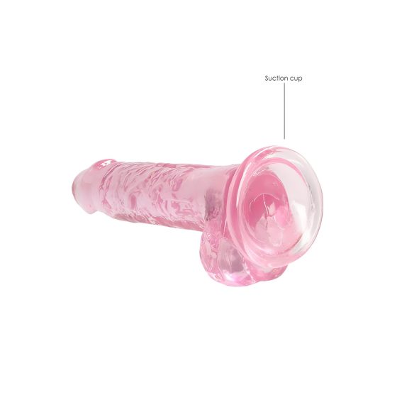 REALROCK - Transparent Realistic Dildo - Pink (17cm)