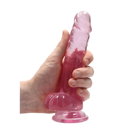 REALROCK - Transparent Realistic Dildo - Pink (17cm)