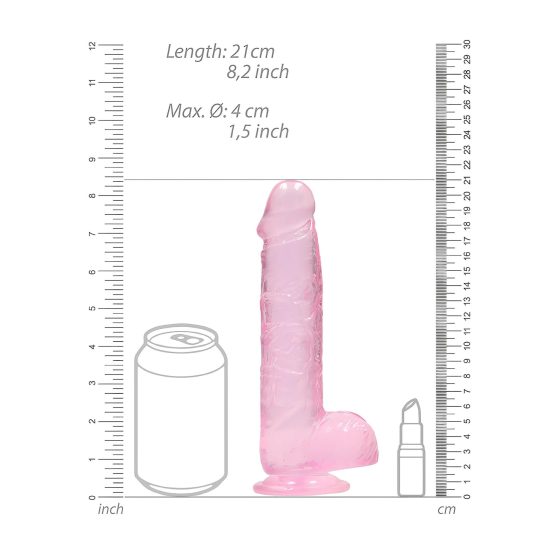 REALROCK - Transparent Realistic Dildo - Pink (19cm)