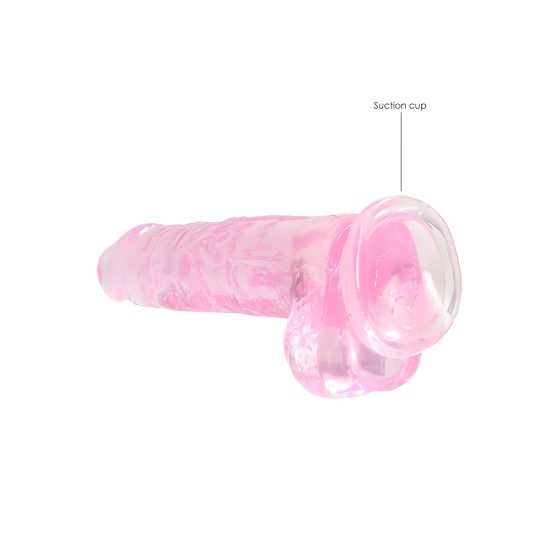 REALROCK - Transparent Realistic Dildo - Pink (19cm)