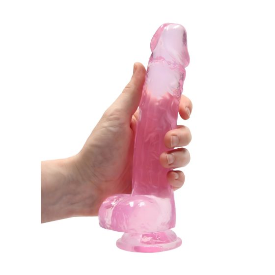 REALROCK - Transparent Realistic Dildo - Pink (19cm)