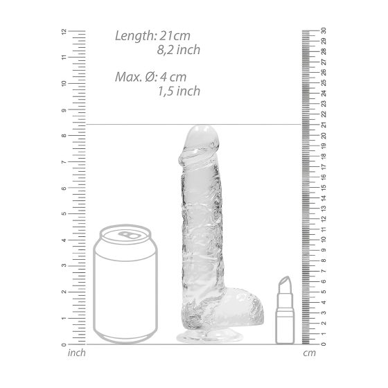 Transparent Realistic Dildo - Clear (19cm)