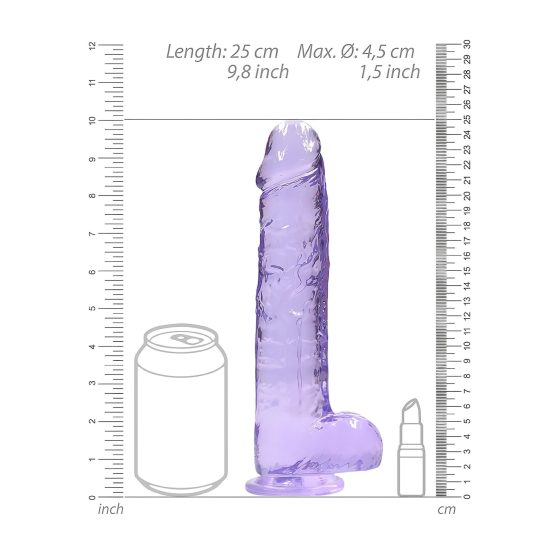 REALROCK - Transparent Realistic Dildo - Purple (22cm)