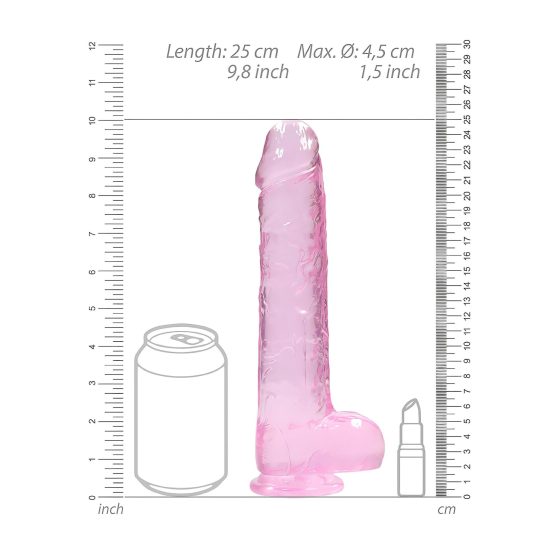 REALROCK - Transparent Realistic Dildo - Pink (22cm)