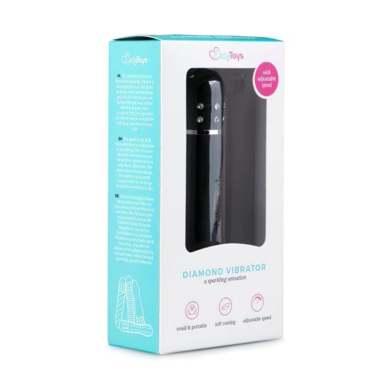 Easytoys Diamond Curved Mini Wand Vibrator (Black)