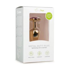   Easytoys Metal No.1 - purple gem cone anal plug - gold (2.5cm)