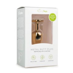   Easytoys Metal No.1 - White Gem Cone Anal Plug - Gold (2.5 cm)