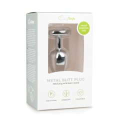   Easytoys Metal No.2 - Anal Plug with Heart-Shaped Stone (Silver-White) (2.5cm)