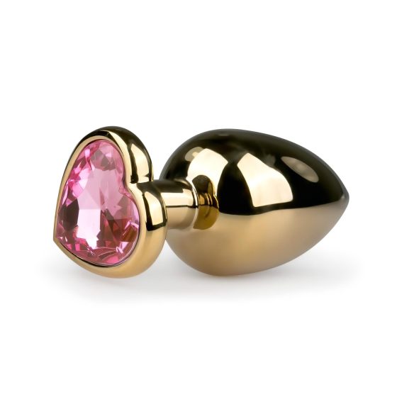 Easytoys Metal No.8 - anal plug with heart-shaped base - gold-pink (3.5cm)