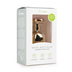   Easytoys Metal No.8 - anal plug with heart-shaped base - gold-pink (3.5cm)