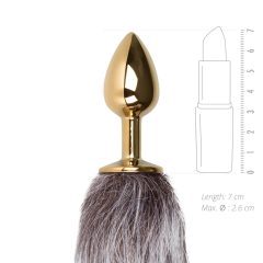   Easytoys Fox NO5 - Metal Anal Dildo with Fox Tail (Gold-Silver)