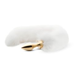   Easytoys Fox NO13 - Metal Anal Dildo with Fox Tail (Gold-White)