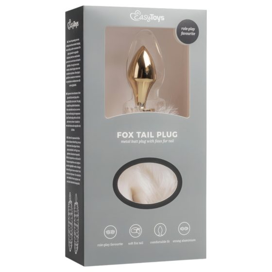 Easytoys Fox NO13 - metal anal plug with fox tail (gold-white)