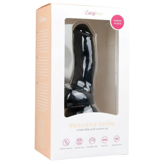 Easytoys - Suction Cup Dildo with Balls (15cm) - Black