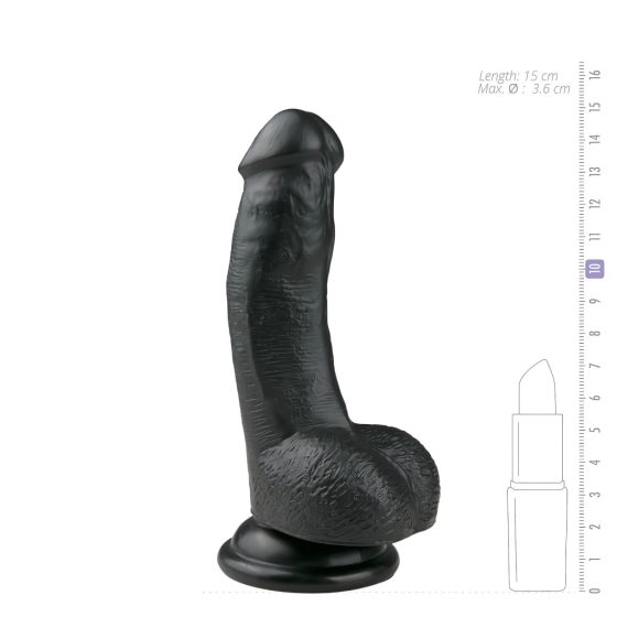 Easytoys - Suction Cup Dildo with Balls (15cm) - Black