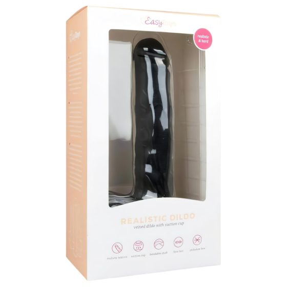 Easytoys - Suction Cup Dildo with Balls, Large (26.5cm) - Black