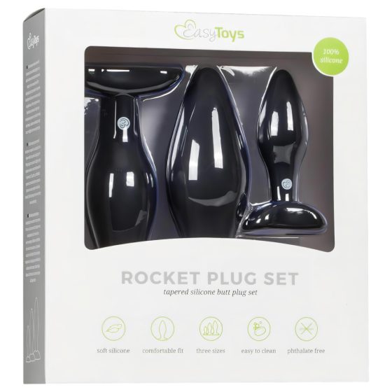 Easytoys Rocket - Anal Dildo Set - Black (3 Piece)