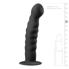 Easytoys Ribbed - Suction Cup Anal Dildo (14cm) - Black