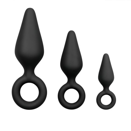 Easytoys Anal Dildo Set with Suction Cup - 3pcs (Black)