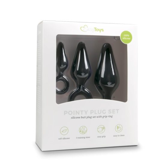 Easytoys Anal Dildo Set with Suction Cup - 3pcs (Black)