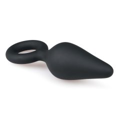   Easytoys Pointy Plug - Anal Dildo with Finger Loop - Medium (Black)