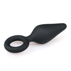   Easytoys Pointy Plug - Anal Dildo with Finger Loop - Medium (Black)