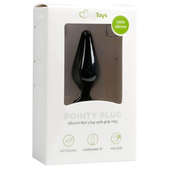 Easytoys Pointy Plug - Anal Dildo with Finger Loop - Medium (Black)