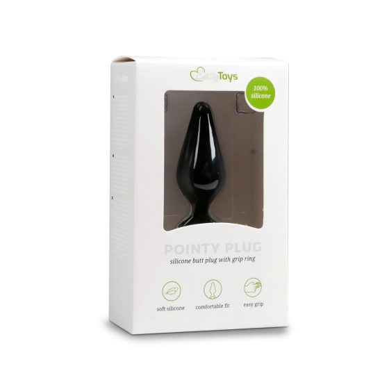 Easytoys Pointy Plug - Anal Dildo with Finger Loop - Medium (Black)