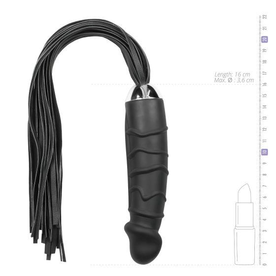 Easytoys Flogger - Whip and Silicone Dildo Combo (Black)